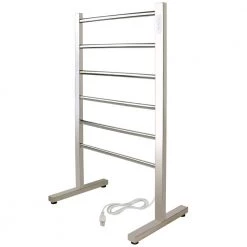 WarmlyYours 6-Bar Ibiza Freestanding Towel Warmer, Hardwired, Polished Stainless Steel