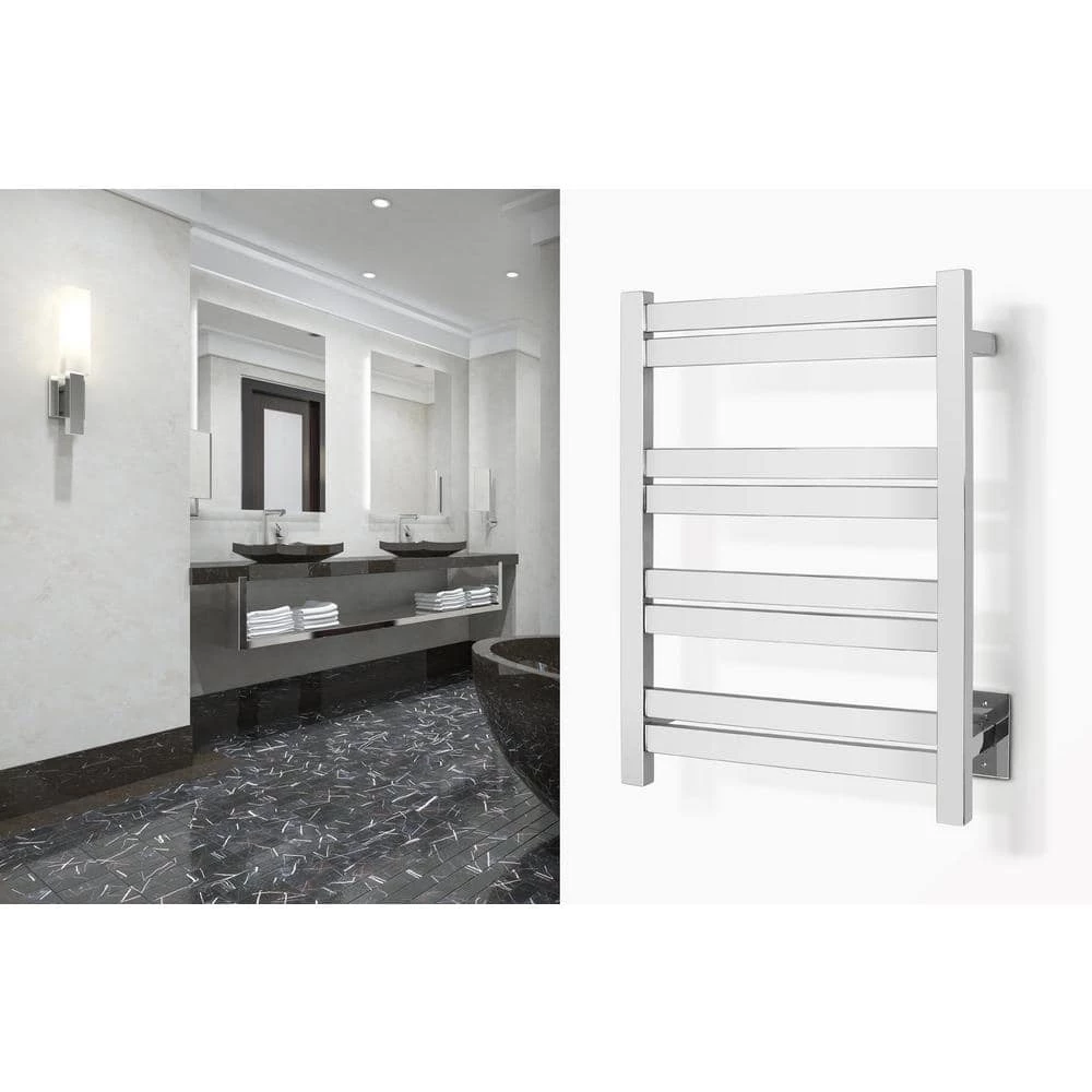 WarmlyYours Classic Maple 8-Bar Electric Towel Warmer in Polished Stainless Steel 4 WarmlyYours Classic Maple 8-Bar Electric Towel Warmer in Polished Stainless Steel - Image 2