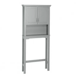 RiverRidge Home Somerset 27.3 in. W x 64.2 in. H x 7.87 in. D Gray Over-the-Toilet Storage