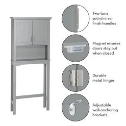 RiverRidge Home Somerset 27.3 in. W x 64.2 in. H x 7.87 in. D Gray Over-the-Toilet Storage -Toilet Storage Shop riverridge home over the toilet storage 06 079 fa 1000