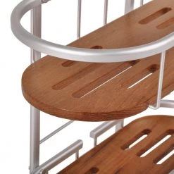 Utopia Alley Tia Rustproof Over the Shower Caddy, Teak Shelves -Toilet Storage Shop satin chrome utopia alley shower caddies shc5tk 44 1000