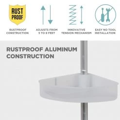 Zenna Home NeverRust Aluminum Tension Corner Shower Caddy in Satin Chrome and Frosted -Toilet Storage Shop satin chrome zenna home shower caddies 2140alk 44 1000