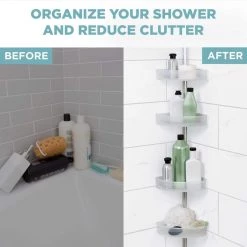 Zenna Home NeverRust Aluminum Tension Corner Shower Caddy in Satin Chrome and Frosted -Toilet Storage Shop satin chrome zenna home shower caddies 2140alk 4f 1000