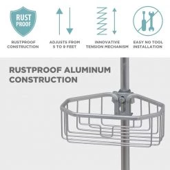 Zenna Home NeverRust Aluminum Tension Corner Shower Caddy in Satin Chrome -Toilet Storage Shop satin chrome zenna home shower caddies 2141al 1f 1000