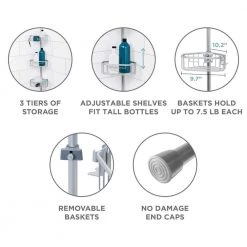 Zenna Home NeverRust Aluminum Tension Corner Shower Caddy in Satin Chrome -Toilet Storage Shop satin chrome zenna home shower caddies 2141al 44 1000
