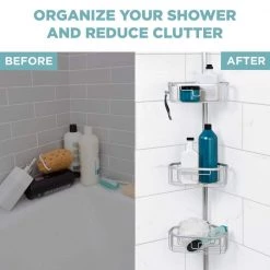Zenna Home NeverRust Aluminum Tension Corner Shower Caddy in Satin Chrome -Toilet Storage Shop satin chrome zenna home shower caddies 2141al 4f 1000