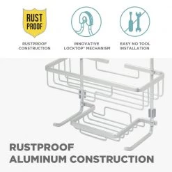 Zenna Home Rustproof Aluminum Large Shower Caddy in Satin Chrome -Toilet Storage Shop satin chrome zenna home shower caddies 7402al 4f 1000