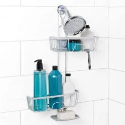 Zenna Home NeverRust Aluminum 4-Way Adjustable Shower Caddy in Satin Chrome -Toilet Storage Shop satin chrome zenna home shower caddies 7413al fa 1000