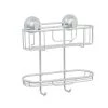 Zenna Home NeverRust Aluminum Power Grip Pro Dual Mount 2-Tier Caddy in Satin Chrome -Toilet Storage Shop satin chrome zenna home shower caddies 7467all 64 1000