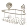 IDESIGN Everett Push Lock Suction Corner Basket in Satin 1 IDESIGN Everett Push Lock Suction Corner Basket in Satin -Toilet Storage Shop satin idesign shower caddies 23590cx 64 1000