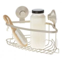 IDESIGN Everett Push Lock Suction Corner Basket in Satin 6 IDESIGN Everett Push Lock Suction Corner Basket in Satin -Toilet Storage Shop satin idesign shower caddies 23590cx c3 1000