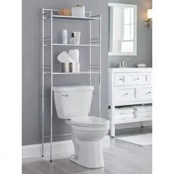 Glacier Bay Slat Style 24 in. W x 9.5 in. D x 64.5 in. H Nickel Over-the-Toilet Storage -Toilet Storage Shop satin nickel glacier bay over the toilet storage 3465nnhd 4f 1000