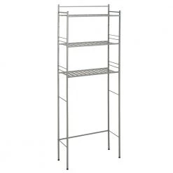 Glacier Bay Slat Style 24 in. W x 9.5 in. D x 64.5 in. H Nickel Over-the-Toilet Storage