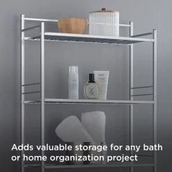 Glacier Bay Slat Style 24 in. W x 9.5 in. D x 64.5 in. H Nickel Over-the-Toilet Storage -Toilet Storage Shop satin nickel glacier bay over the toilet storage 3465nnhd fa 1000