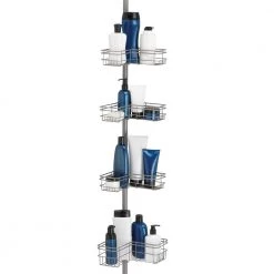 Glacier Bay "L" Style Tension Corner Pole Caddy in Satin Nickel with 4 Shelves -Toilet Storage Shop satin nickel glacier bay shower caddies 2130nnhd 1d 1000