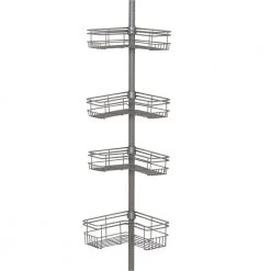 Glacier Bay "L" Style Tension Corner Pole Caddy in Satin Nickel with 4 Shelves