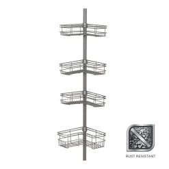 Glacier Bay "L" Style Tension Corner Pole Caddy in Satin Nickel with 4 Shelves -Toilet Storage Shop satin nickel glacier bay shower caddies 2130nnhd 66 1000