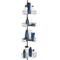 Glacier Bay "L" Style Tension Corner Pole Caddy in Satin Nickel with 4 Shelves -Toilet Storage Shop satin nickel glacier bay shower caddies 2130nnhd a0 1000