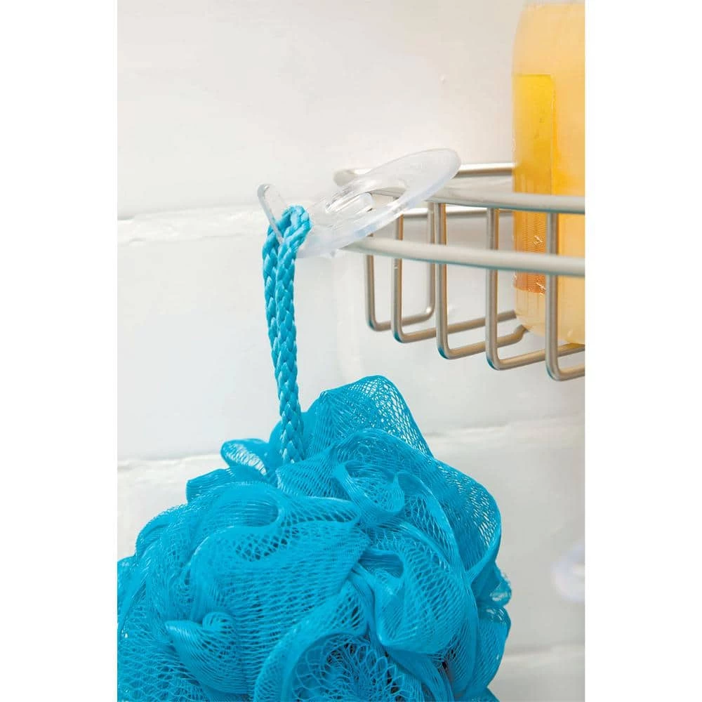 Kenney 3-Tier Stainless Steel Spring Tension Shower Corner Pole Caddy with Four Clip-on Hooks and Razor Holders in Satin Nickel 6 Kenney 3-Tier Stainless Steel Spring Tension Shower Corner Pole Caddy with Four Clip-on Hooks and Razor Holders in Satin Nickel - Image 4