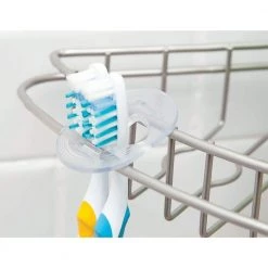 Kenney 3-Tier Stainless Steel Spring Tension Shower Corner Pole Caddy with Four Clip-on Hooks and Razor Holders in Satin Nickel 13 Kenney 3-Tier Stainless Steel Spring Tension Shower Corner Pole Caddy with Four Clip-on Hooks and Razor Holders in Satin Nickel -Toilet Storage Shop satin nickel kenney shower caddies kn61520v1 44 1000