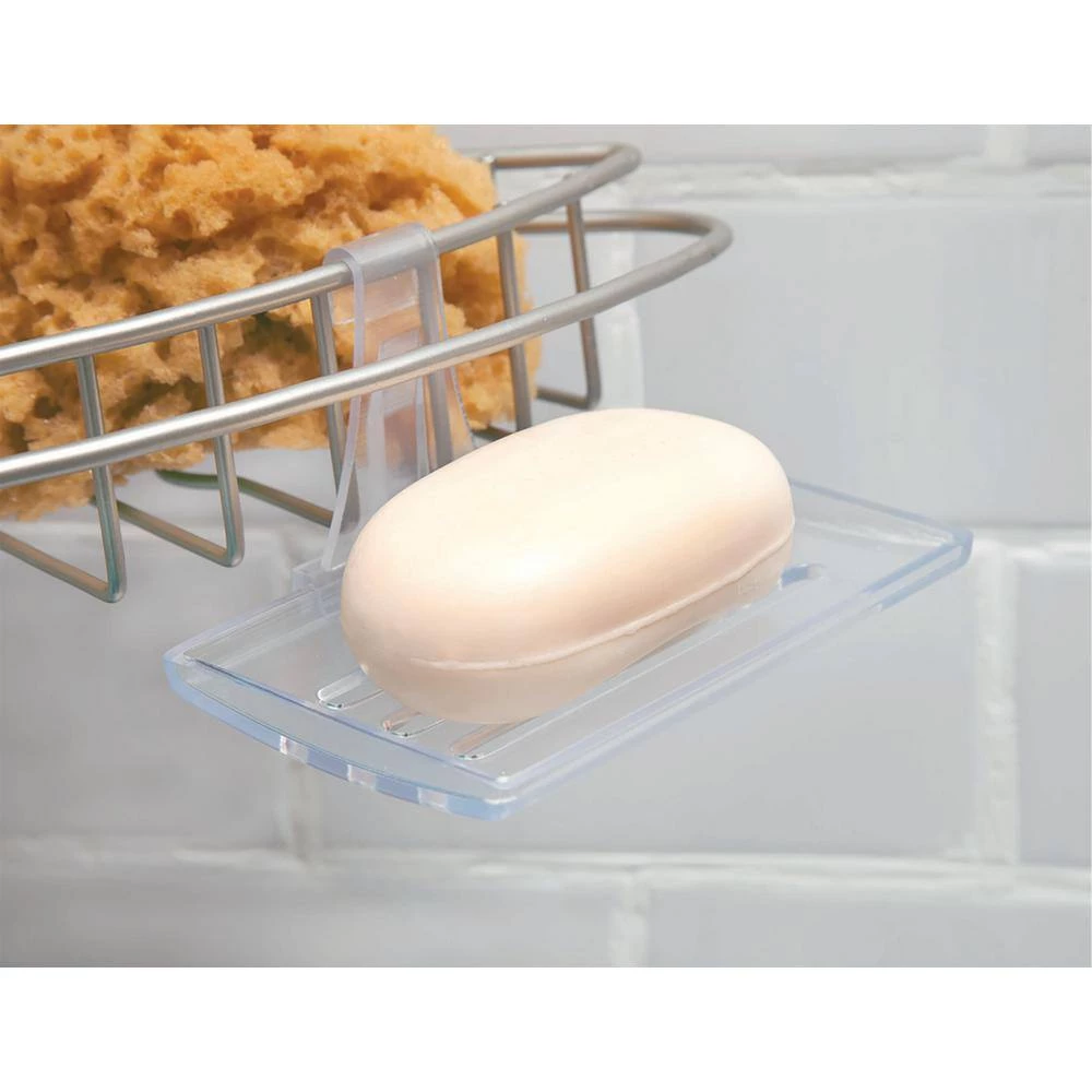 Kenney 3-Tier Stainless Steel Spring Tension Shower Corner Pole Caddy with Four Clip-on Hooks and Razor Holders in Satin Nickel 5 Kenney 3-Tier Stainless Steel Spring Tension Shower Corner Pole Caddy with Four Clip-on Hooks and Razor Holders in Satin Nickel - Image 3