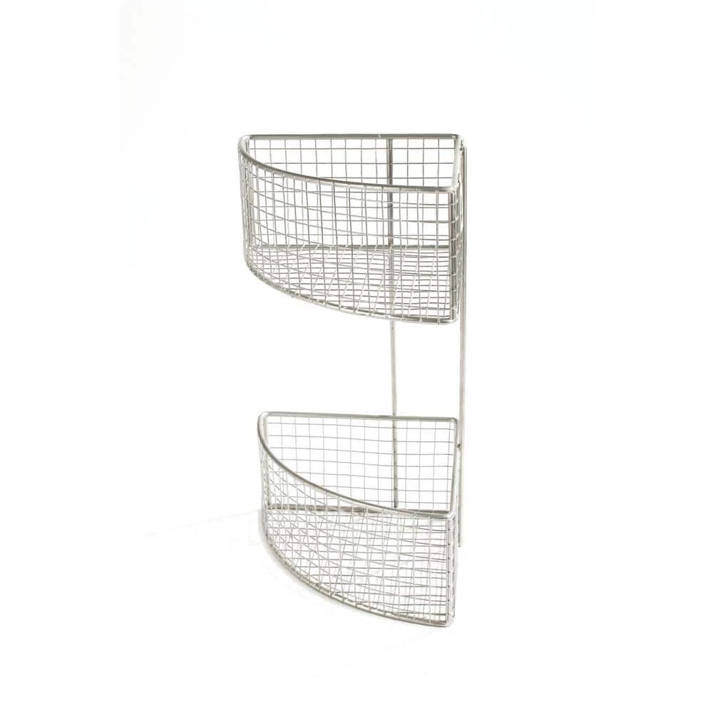 Spectrum Grid 10.125 in. W x 7.375 in. D x 14.125 in. H 2-Tier Corner Basket in Satin Nickel Powder Coat 5 Spectrum Grid 10.125 in. W x 7.375 in. D x 14.125 in. H 2-Tier Corner Basket in Satin Nickel Powder Coat - Image 3
