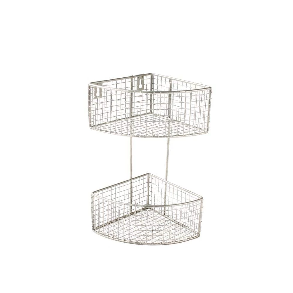 Spectrum Grid 10.125 in. W x 7.375 in. D x 14.125 in. H 2-Tier Corner Basket in Satin Nickel Powder Coat 7 Spectrum Grid 10.125 in. W x 7.375 in. D x 14.125 in. H 2-Tier Corner Basket in Satin Nickel Powder Coat - Image 5