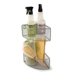 Spectrum Grid 10.125 in. W x 7.375 in. D x 14.125 in. H 2-Tier Corner Basket in Satin Nickel Powder Coat 16 Spectrum Grid 10.125 in. W x 7.375 in. D x 14.125 in. H 2-Tier Corner Basket in Satin Nickel Powder Coat -Toilet Storage Shop satin nickel spectrum shower caddies 16377 d4 1000