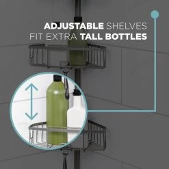 Zenna Home 4-Tier Tension Pole Shower Caddy in Satin Nickel -Toilet Storage Shop satin nickel zenna home shower caddies e2157nnl 4f 1000