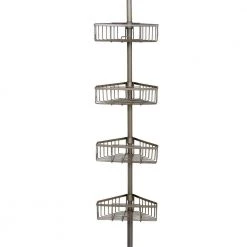 Zenna Home 4-Tier Tension Pole Shower Caddy in Satin Nickel