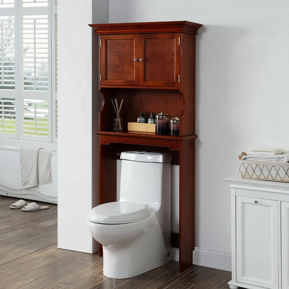 Home Decorators Collection Hampton Harbor 24.25 in. W x 66.5 in. H x 10.5 in. D Brown Over-the-Toilet Storage 8 Home Decorators Collection Hampton Harbor 24.25 in. W x 66.5 in. H x 10.5 in. D Brown Over-the-Toilet Storage - Image 6