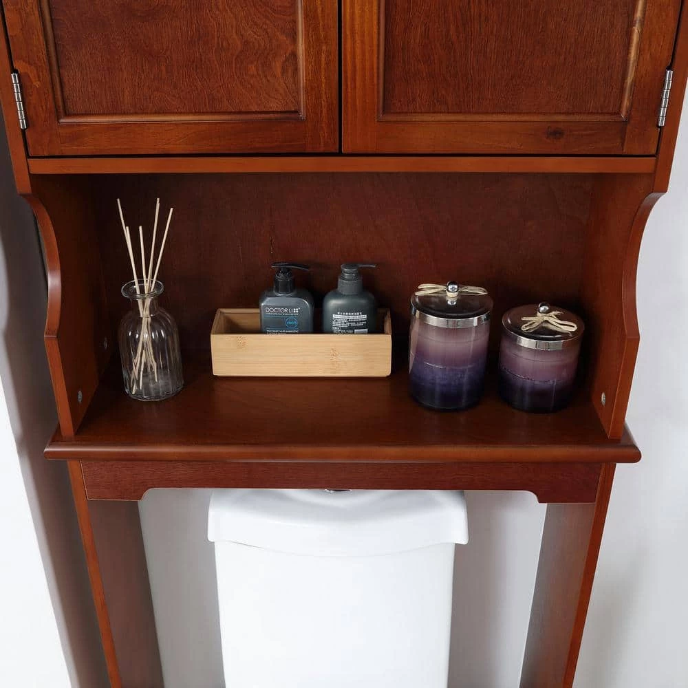 Home Decorators Collection Hampton Harbor 24.25 in. W x 66.5 in. H x 10.5 in. D Brown Over-the-Toilet Storage 5 Home Decorators Collection Hampton Harbor 24.25 in. W x 66.5 in. H x 10.5 in. D Brown Over-the-Toilet Storage - Image 3
