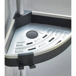 Wenko Telescopic Tension-Mounted Corner Shelf Wave -Toilet Storage Shop silver black wenko shower caddies 22827100 44 1000