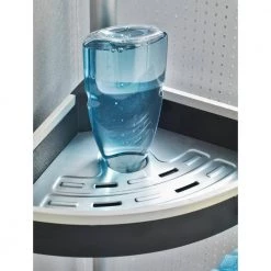 Wenko Telescopic Tension-Mounted Corner Shelf Wave -Toilet Storage Shop silver black wenko shower caddies 22827100 fa 1000