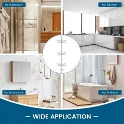 Costway 4-Tier Tension Corner Shower Caddy Aluminum Pole Adjustable Bathroom Shelves -Toilet Storage Shop silver costway shower caddies ba7791 76 1000