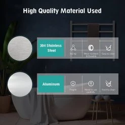 Costway 5-Towel Holders Electric Heated Towel Warmer Wall Mount Drying Rack 304 Stainless Steel in Silver -Toilet Storage Shop silver costway towel warmers es10008us 76 1000