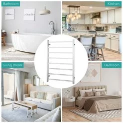 Costway 145W Electric Towel Warmer Wall Mounted Heated Drying Rack 8 Square Bars -Toilet Storage Shop silver costway towel warmers es10009us 1d 1000