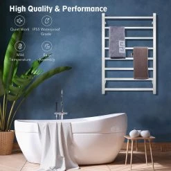 Costway 145W Electric Towel Warmer Wall Mounted Heated Drying Rack 8 Square Bars -Toilet Storage Shop silver costway towel warmers es10009us 1f 1000
