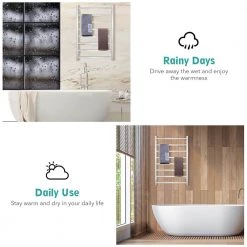 Costway 145W Electric Towel Warmer Wall Mounted Heated Drying Rack 8 Square Bars -Toilet Storage Shop silver costway towel warmers es10009us 76 1000