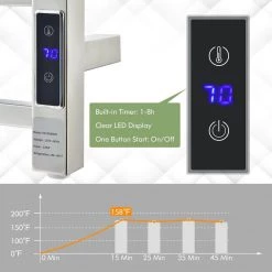 Costway 10 Bar Towel Warmer Wall Mounted Electric Heated Towel Rack w/Built-in Timer Silver 14 Costway 10 Bar Towel Warmer Wall Mounted Electric Heated Towel Rack w/Built-in Timer Silver -Toilet Storage Shop silver costway towel warmers es10068us sl 44 1000