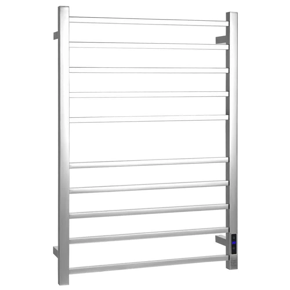 Costway 10 Bar Towel Warmer Wall Mounted Electric Heated Towel Rack w/Built-in Timer Silver 3 Costway 10 Bar Towel Warmer Wall Mounted Electric Heated Towel Rack w/Built-in Timer Silver