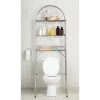 J&V TEXTILES Fresh Home 24.5 in. W x 68.11 in. H x 14.17 in. D Silver Metal 3-Shelf Over the Toilet Storage Space Saver in Silver