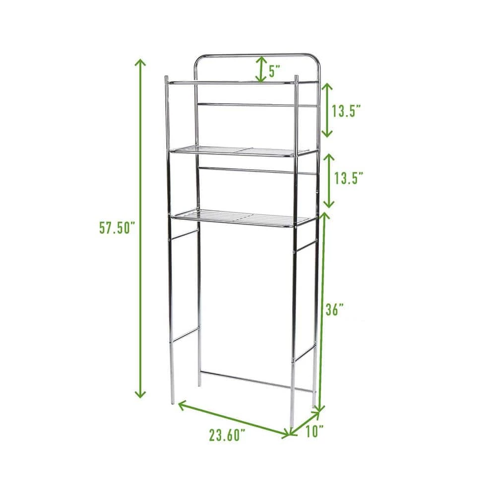 Mind Reader 23.6 in. W x 57.50 in. H x 10 in. D Silver Over-the-Toilet Storage 6 Mind Reader 23.6 in. W x 57.50 in. H x 10 in. D Silver Over-the-Toilet Storage - Image 4