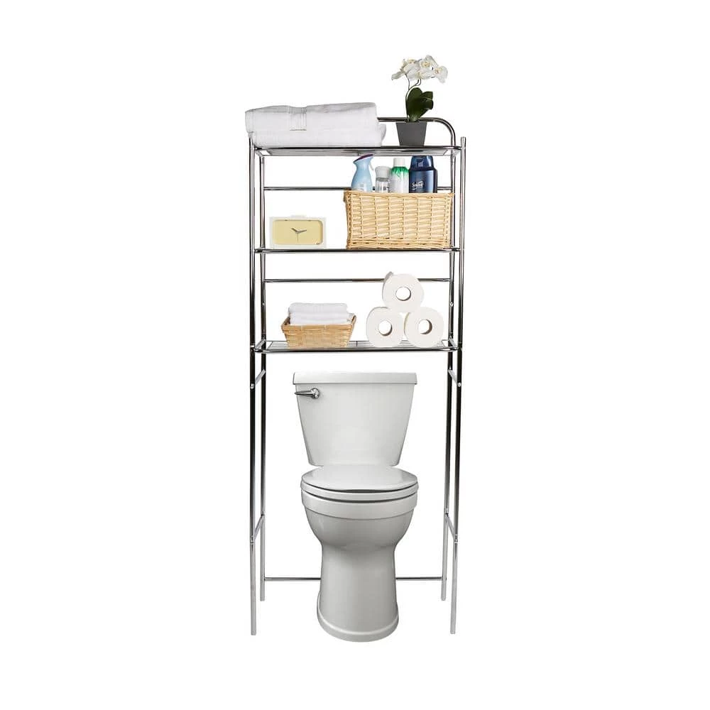 Mind Reader 23.6 in. W x 57.50 in. H x 10 in. D Silver Over-the-Toilet Storage 5 Mind Reader 23.6 in. W x 57.50 in. H x 10 in. D Silver Over-the-Toilet Storage - Image 3