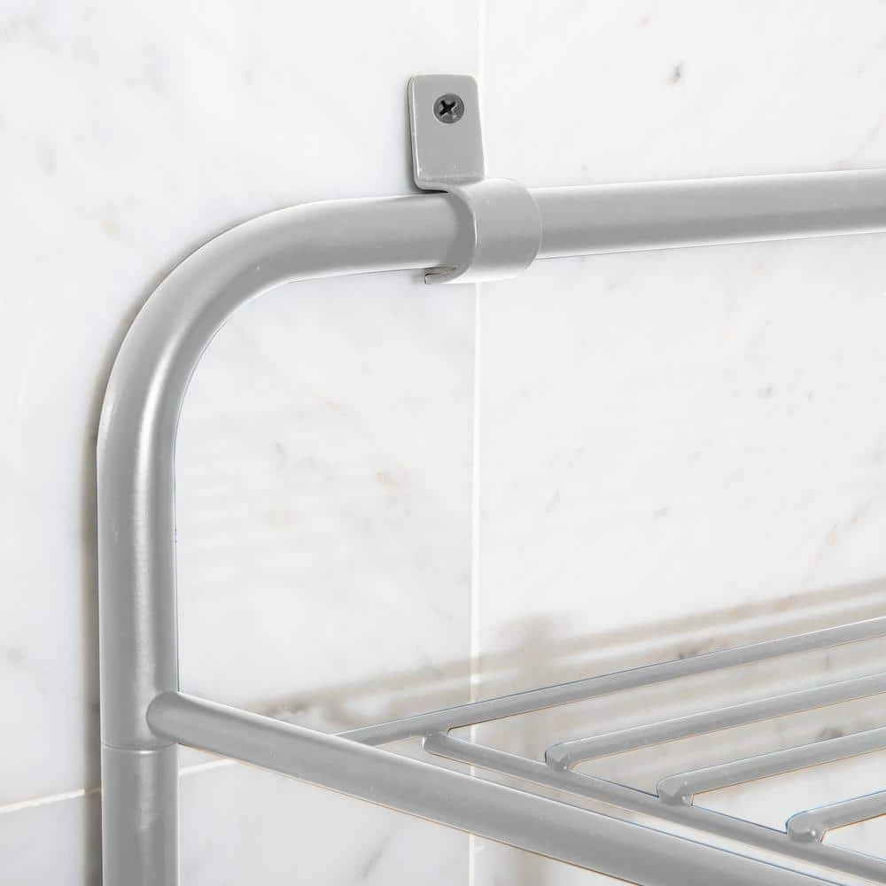 Mind Reader 23.6 in. W x 57.50 in. H x 10 in. D Silver Over-the-Toilet Storage 4 Mind Reader 23.6 in. W x 57.50 in. H x 10 in. D Silver Over-the-Toilet Storage - Image 2