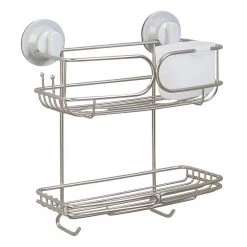 Zenna Home Power Grip Pro Rustproof Multi-Surface Dual Mount 2-Shelf Shower Caddy in Stainless Steel