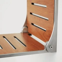 SEACHROME Silhouette Folding Wall Mount Shower Bench Seat in Teak Seat with Silver Frame 16 SEACHROME Silhouette Folding Wall Mount Shower Bench Seat in Teak Seat with Silver Frame -Toilet Storage Shop teak seat with silver frame seachrome shower seats shaf pts s sl 1f 1000