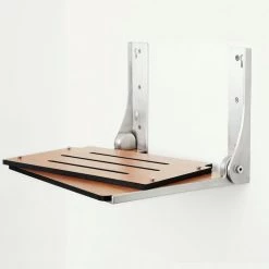 SEACHROME Silhouette Folding Wall Mount Shower Bench Seat in Teak Seat with Silver Frame 17 SEACHROME Silhouette Folding Wall Mount Shower Bench Seat in Teak Seat with Silver Frame -Toilet Storage Shop teak seat with silver frame seachrome shower seats shaf pts s sl 44 1000