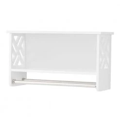 Alaterre Furniture Coventry 27 in. W Over Toilet Open Storage Shelf, 25 in. W Bath Shelf with 2-Towel Rods Space Saver in White