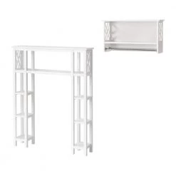 Alaterre Furniture Coventry 39 in. W Over Toilet Open Shelving Unit Space Saver with Side Shelves, 25 in. W Shelf, 2-Towel Rods in White